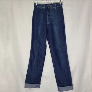 Vintage Maverick Denim Jeans Misses Size 10 25 Inch Dark Wash Blue Straight Leg